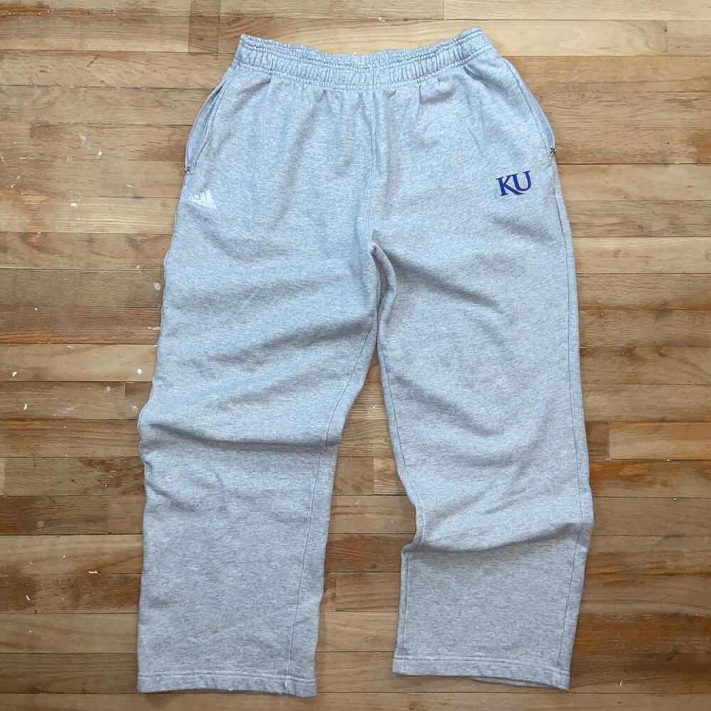 Kansas KU Jayhawks Gray XL 
Men’s NCAA Adidas Fleece Sweatpants Training Pants